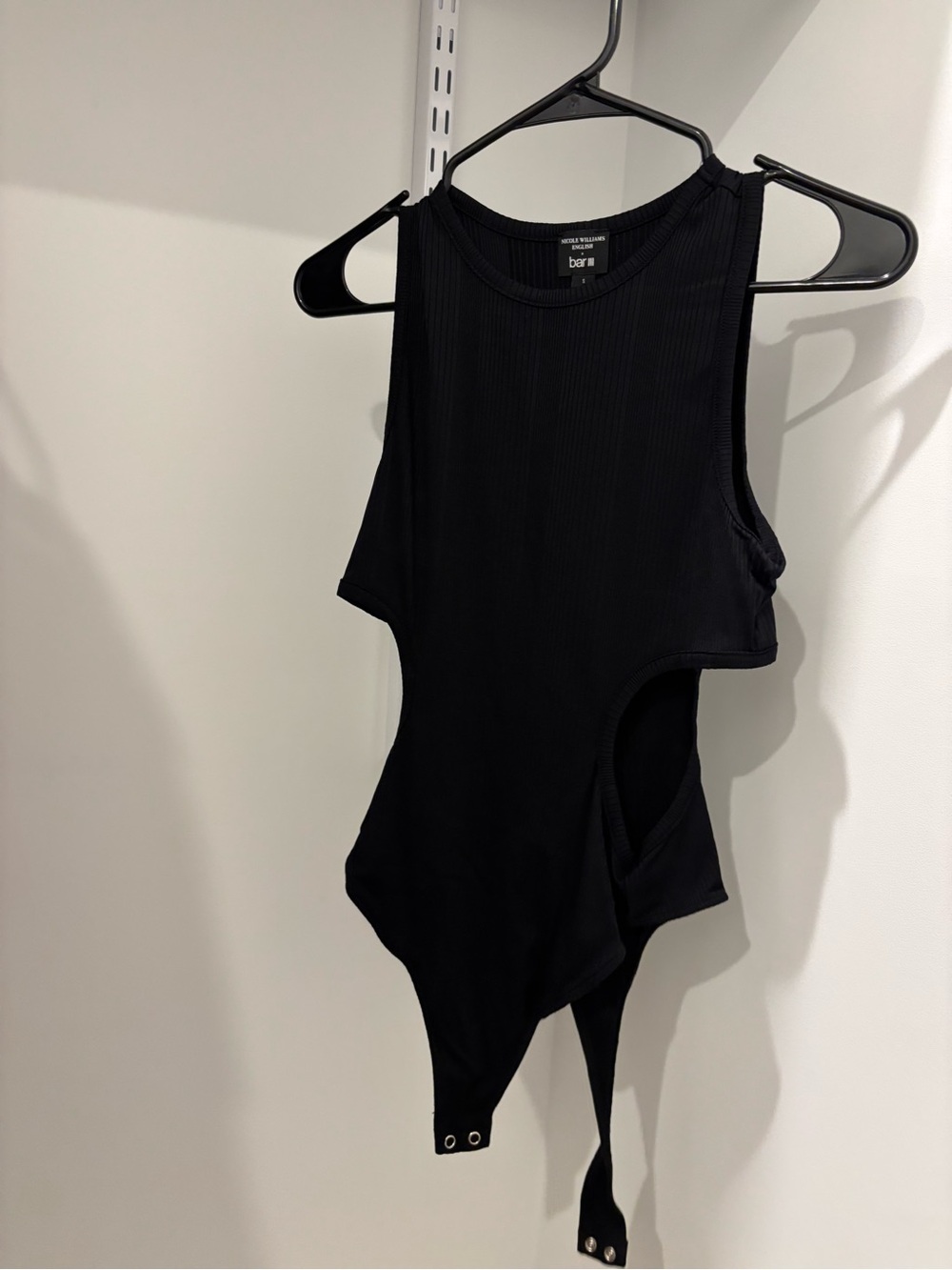 Black Ribbed Cutout Bodysuit